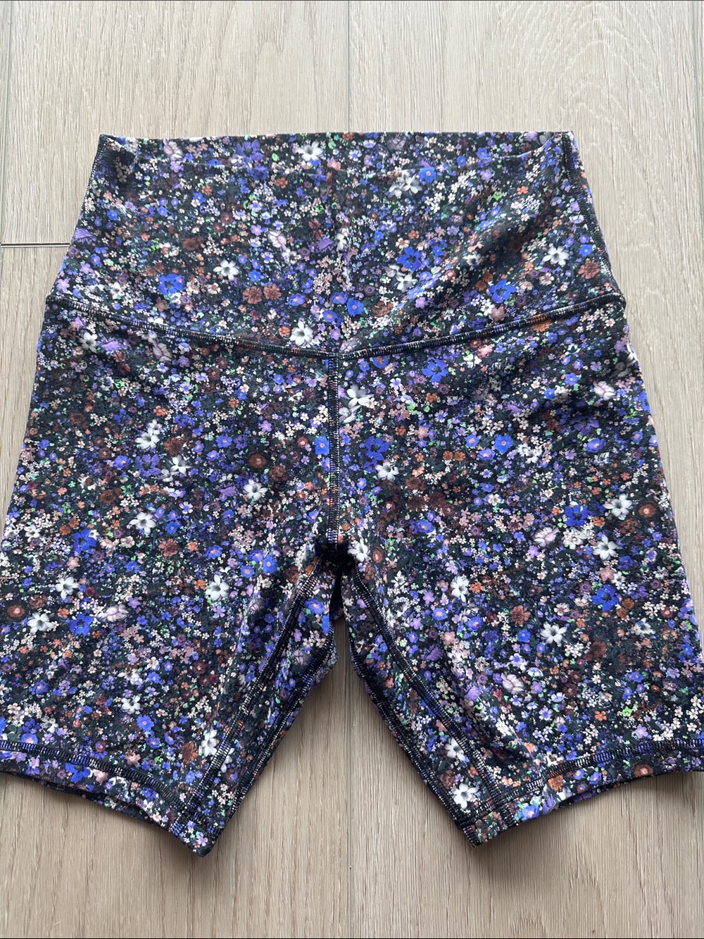lululemon athletica Black Floral Bike Shorts